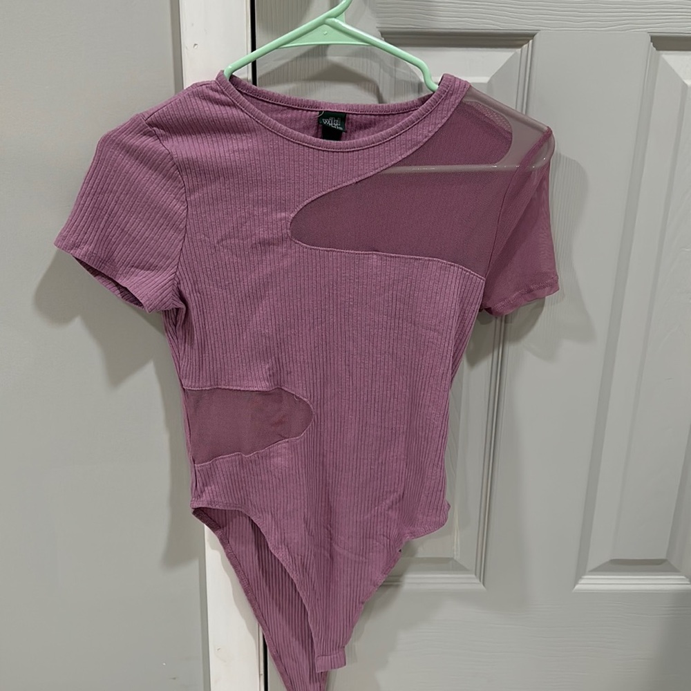 Wild Fable Purple Sheer Cutout Bodysuit